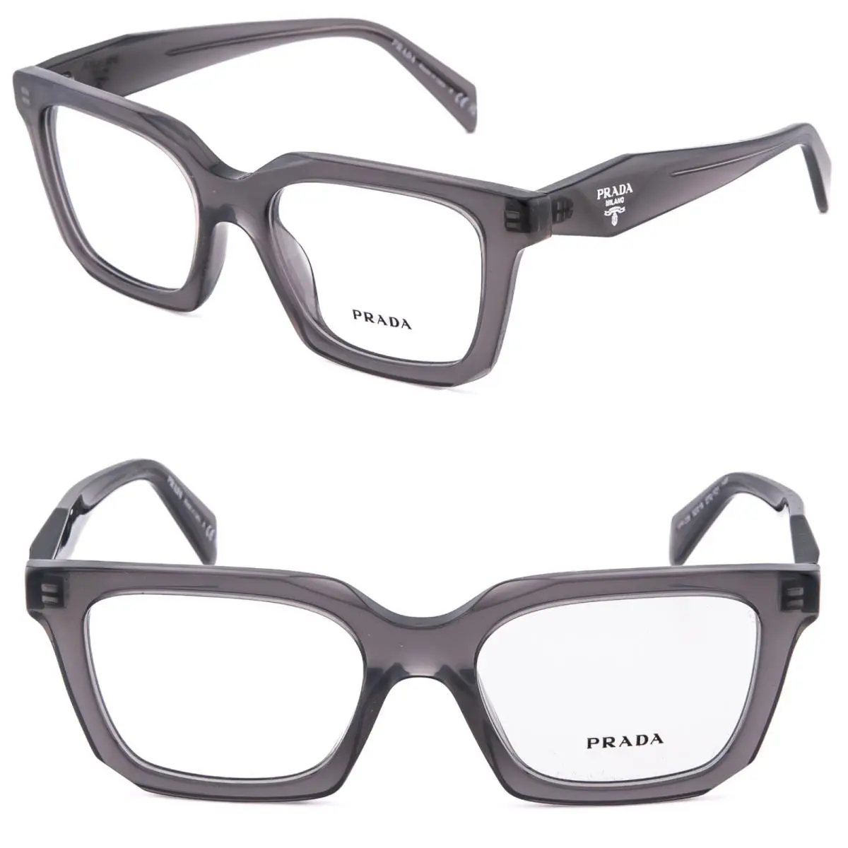 Prada Symbole PRC08V Crystal Gray Triangle Logo Eyeglass Optical C08 52mm C08V