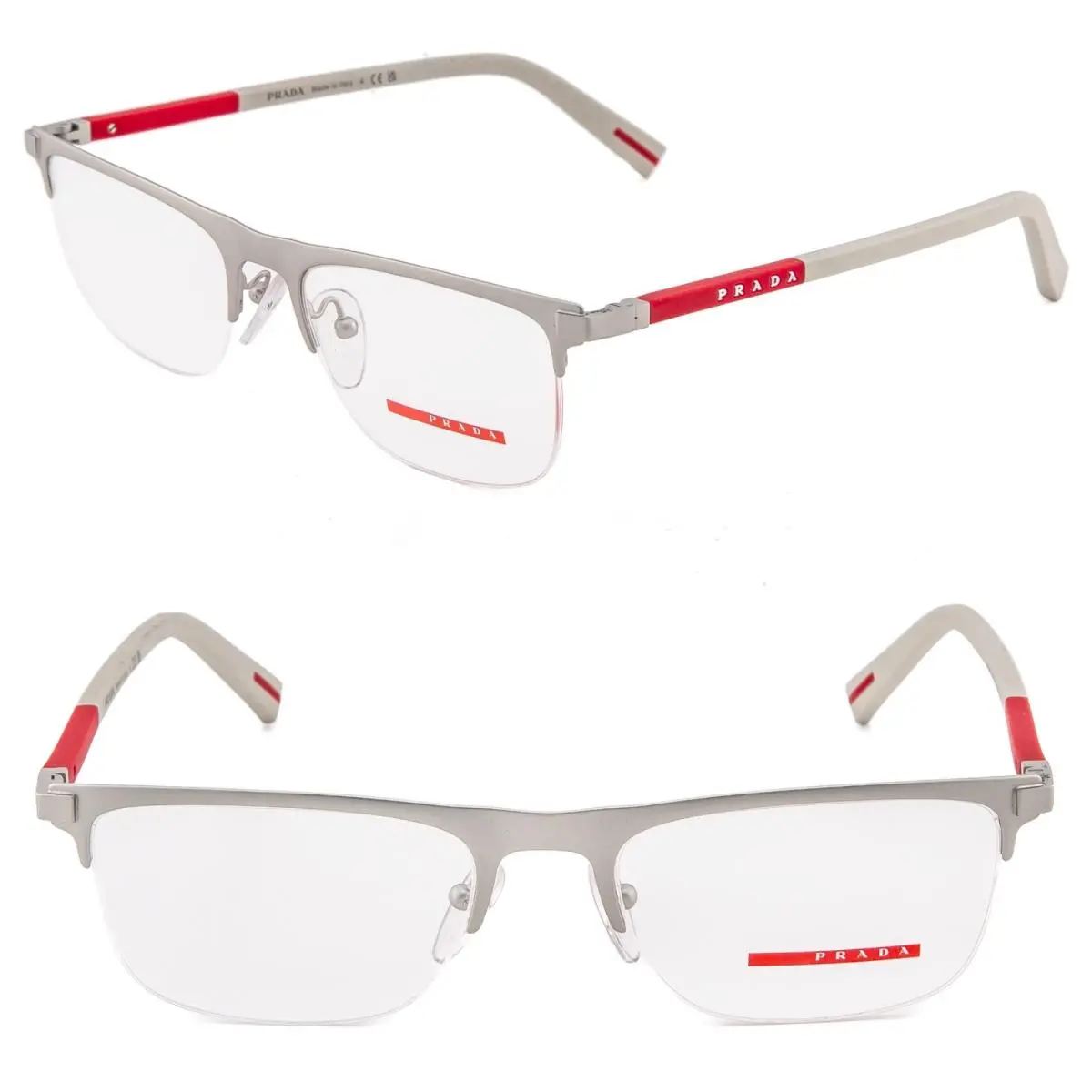 Prada Linea Rossa Eyewear 50R Gray Silver Rubber Sport Eyeglasses 55 mm PS50RV