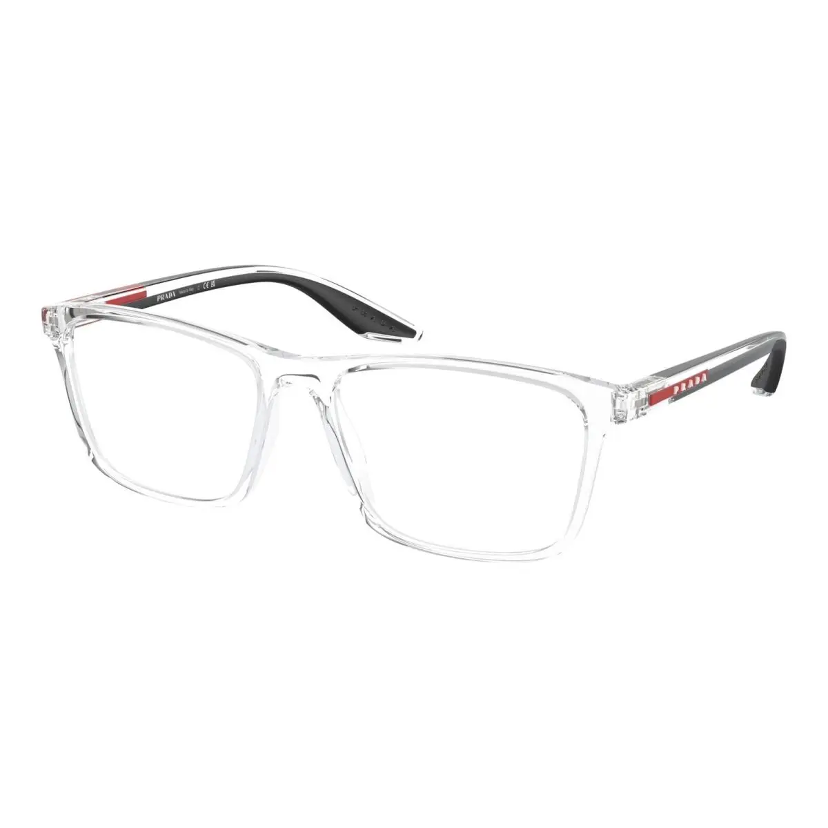Prada PS01QV 2AZ1O1 Eyeglasses 56mm Crystal Black Rubber / Clear Demo Lens