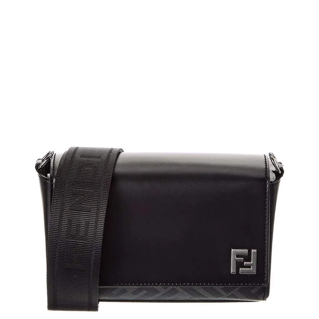 Fendi Squared Ff Canvas Shoulder Bag Women`s Black