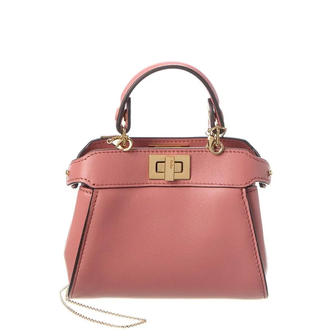 Nano Peekaboo Leather Clutch Women`s Pink by Fendi