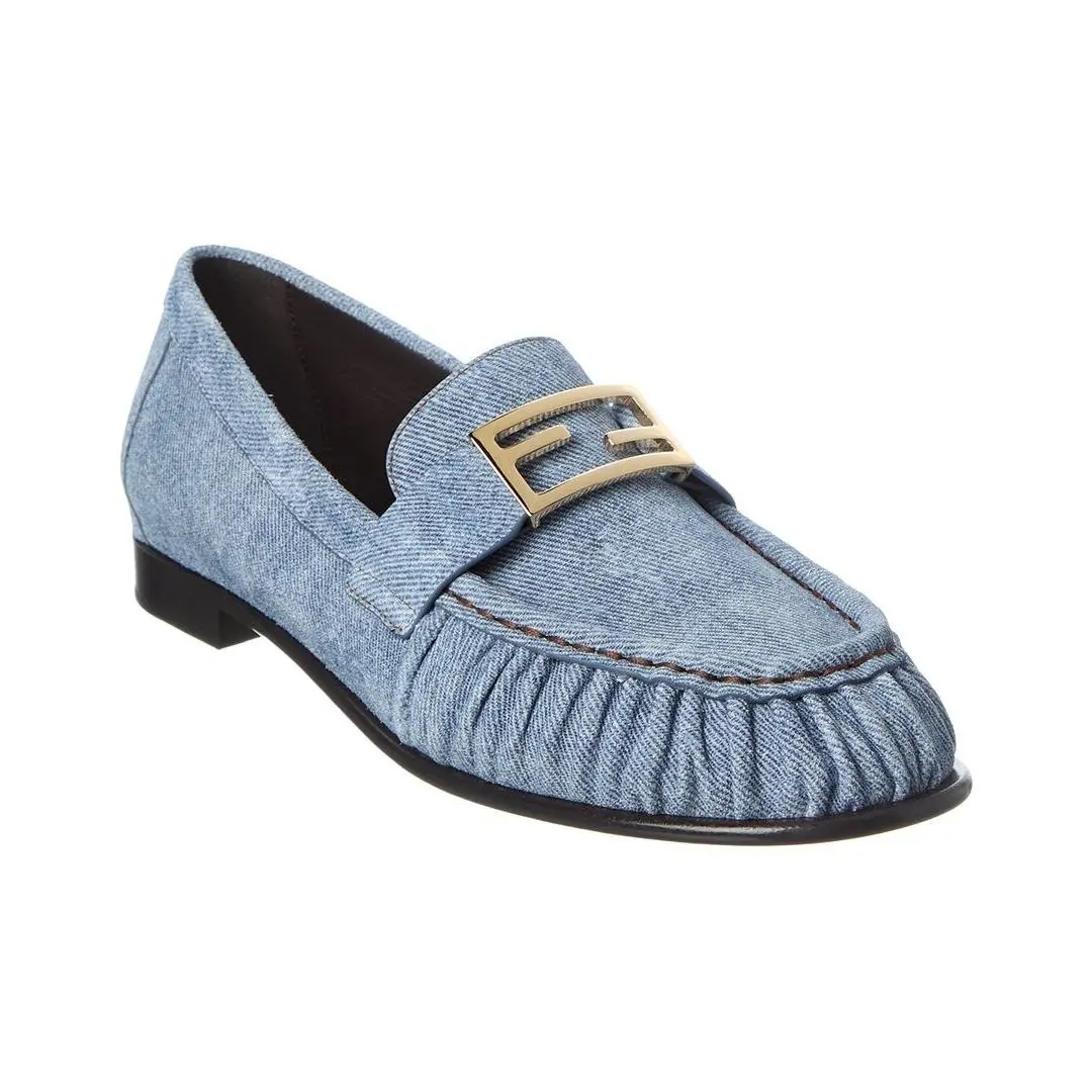 Baguette Denim Loafer Women`s Blue 37 by Fendi