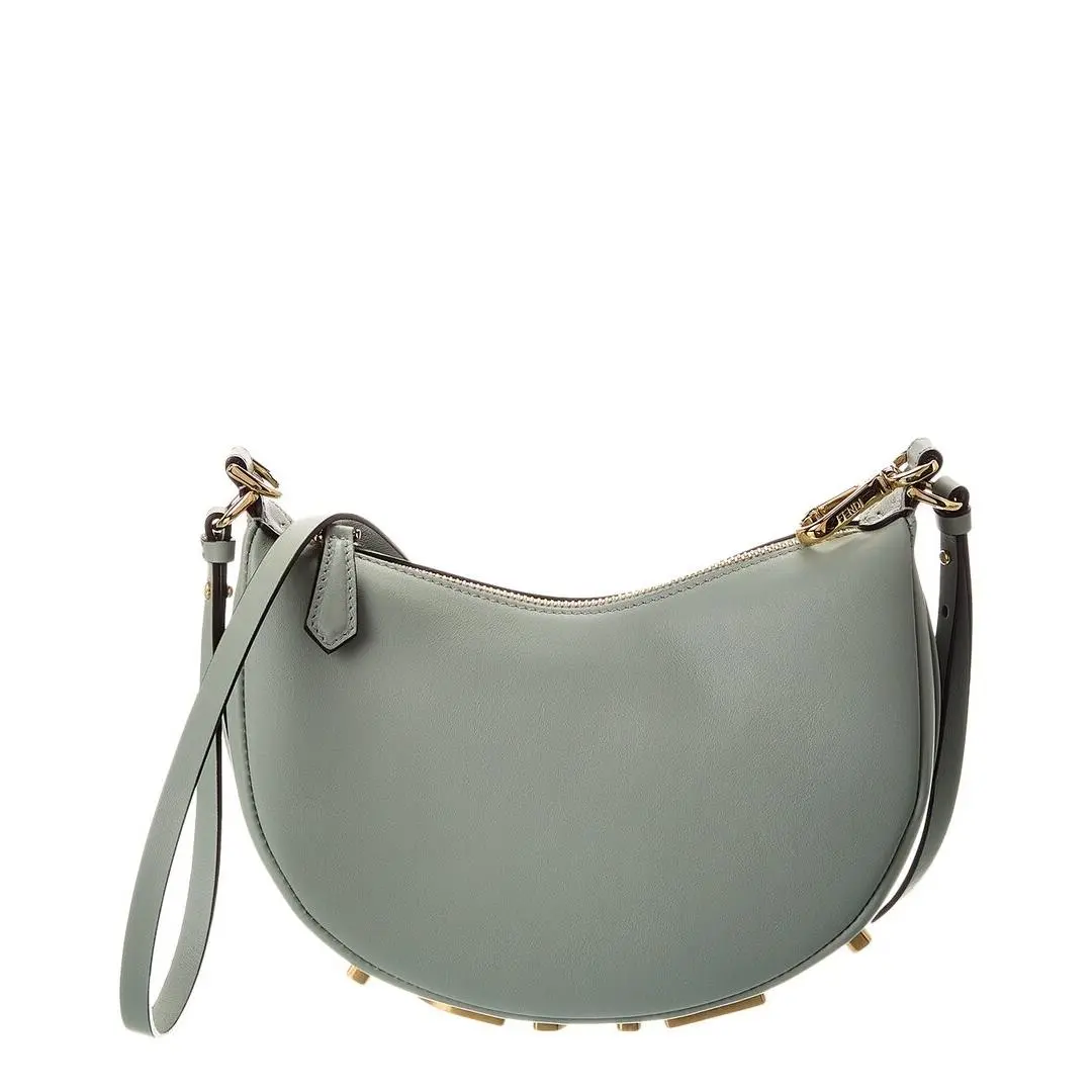 graphy Mini Leather Hobo Bag Women`s Green by Fendi