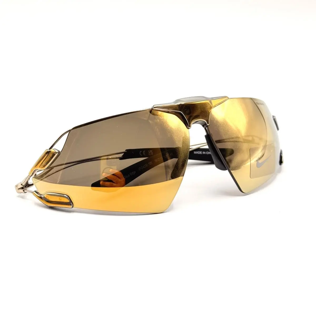 Nike Zeus Edge Sunglasses EV24030 700 Gold Wrap Frame Gold Mirror Lens
