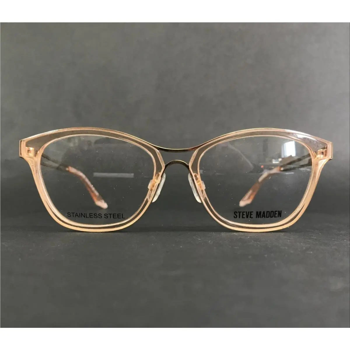 Steve Madden Eyeglasses Frame Tululla Blush Clear Beige Cat Eye 50-16-135