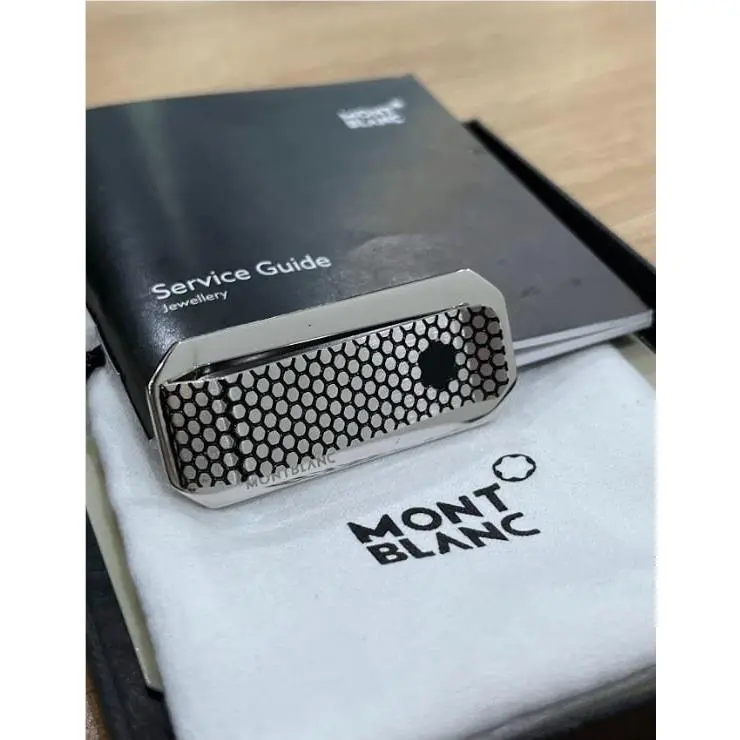Montblanc Money Clip Honey Comb Stainless Steel Onyx Silver 118621