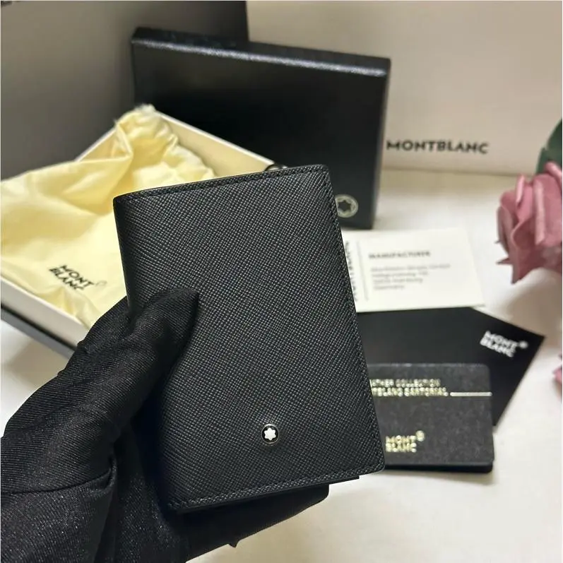 Montblanc Sartorial Black Leather Card Holder 4CC Mini Wallet MB113223