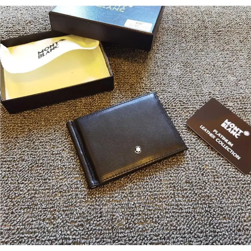 Montblanc Meisterstuck Black Leather Wallet MB5525 6CC Money Clip Box