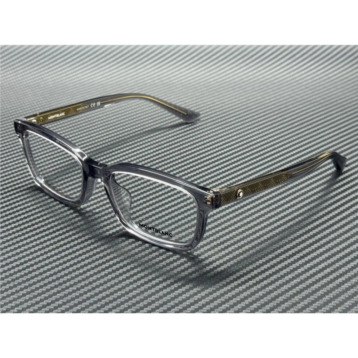 Montblanc Mont Blanc MB0458OL 005 Grey Transparent Men`s Extra Large 55 mm Eyeglasses