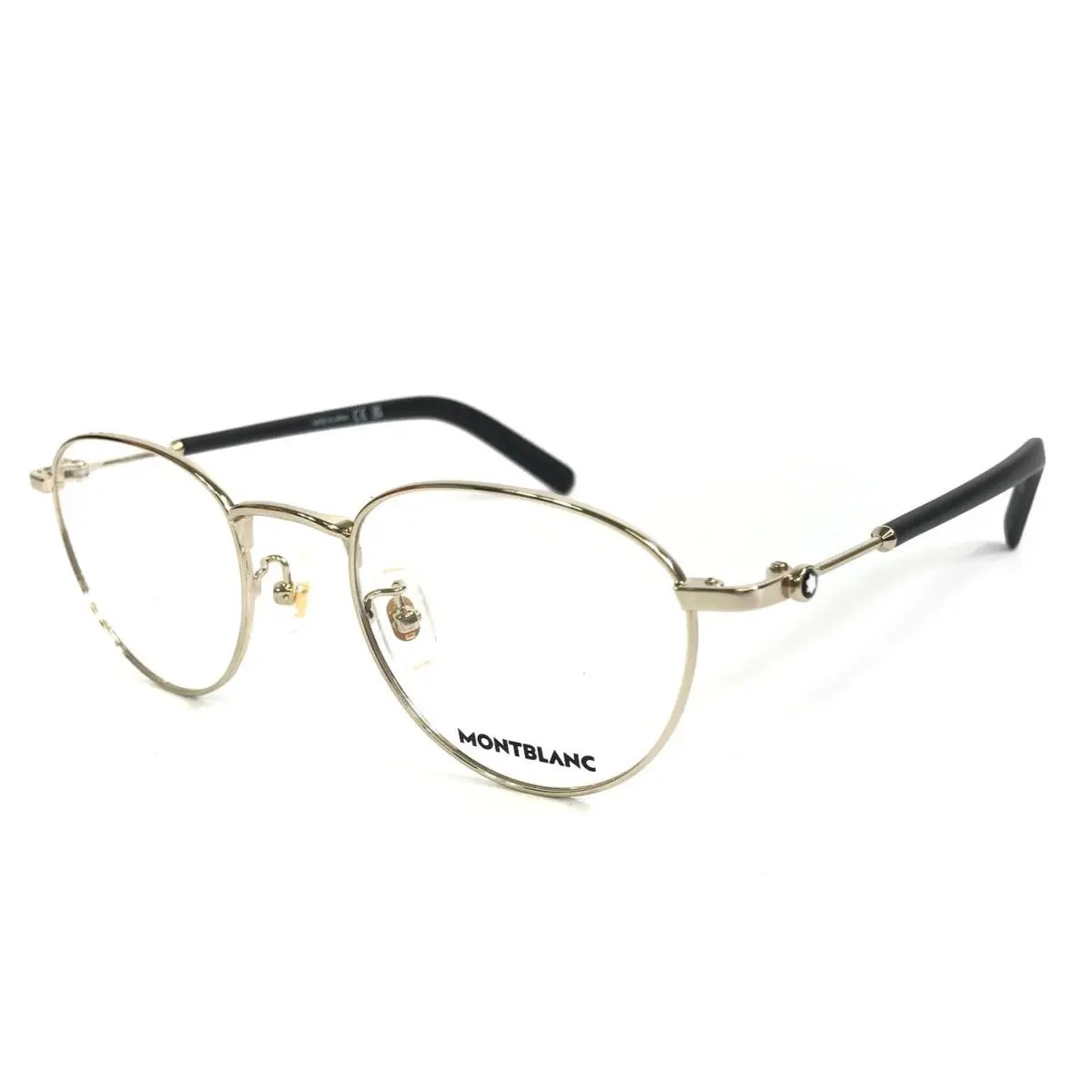 Montblanc Eyeglasses Frames MB0423O 001 Black Gold Round Wire Rim 49-21-145