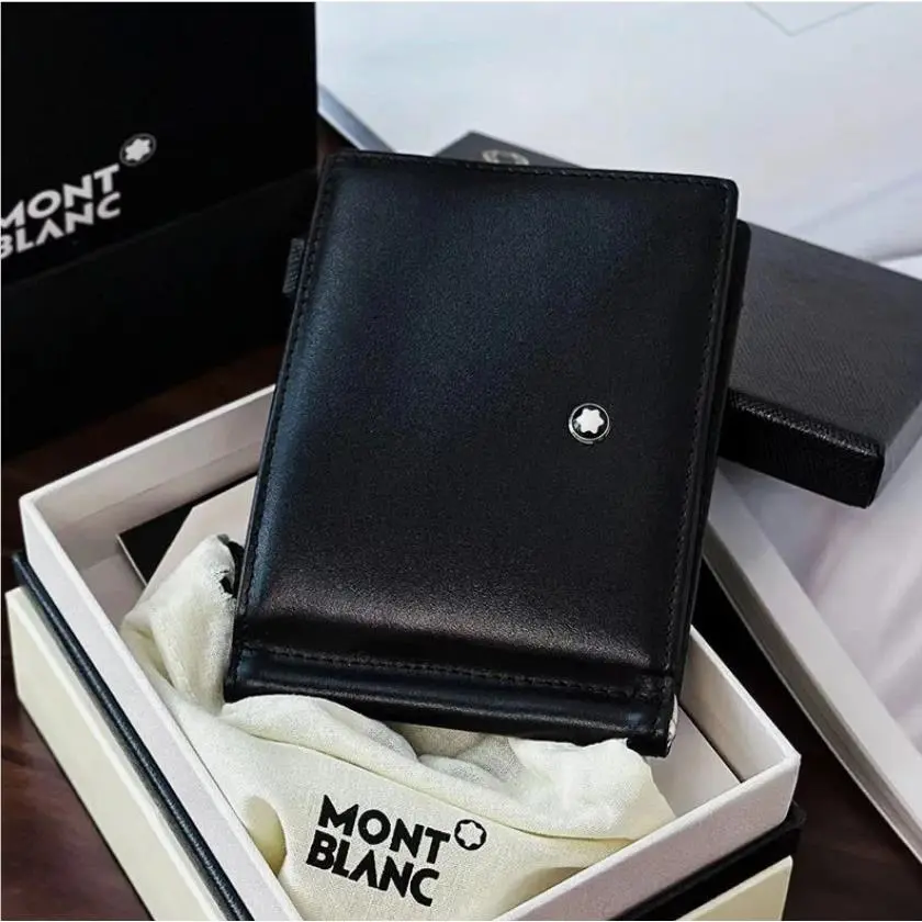 Boxed Montblanc MB5525 Meisterstück Black Leather 6CC Wallet Money Clip Men