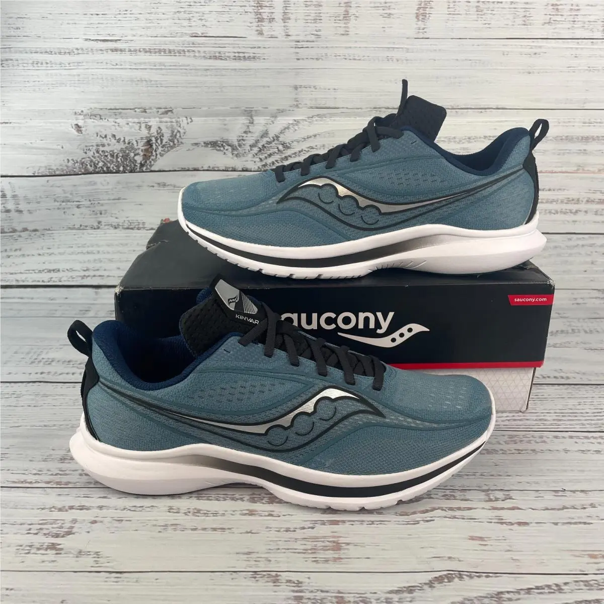 Saucony Kinvara 13 Men US 10.5 Running Shoes Mist Black Blue