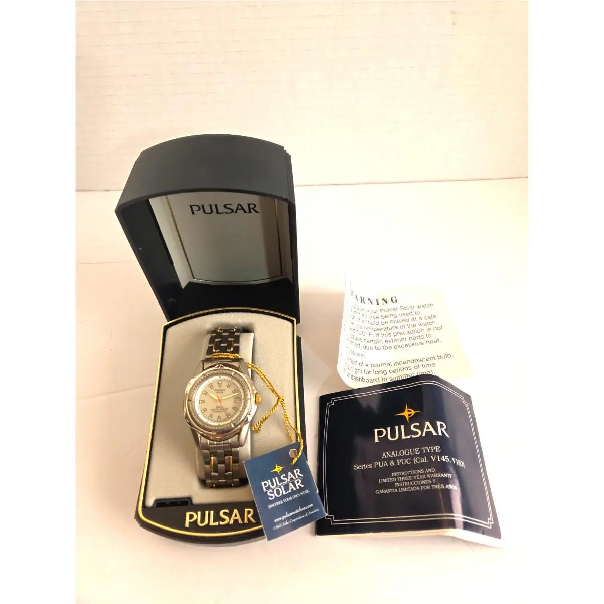 Solar Titanium Men`s Two-tone Watch - W/orig Box/papers - Read by Pulsar