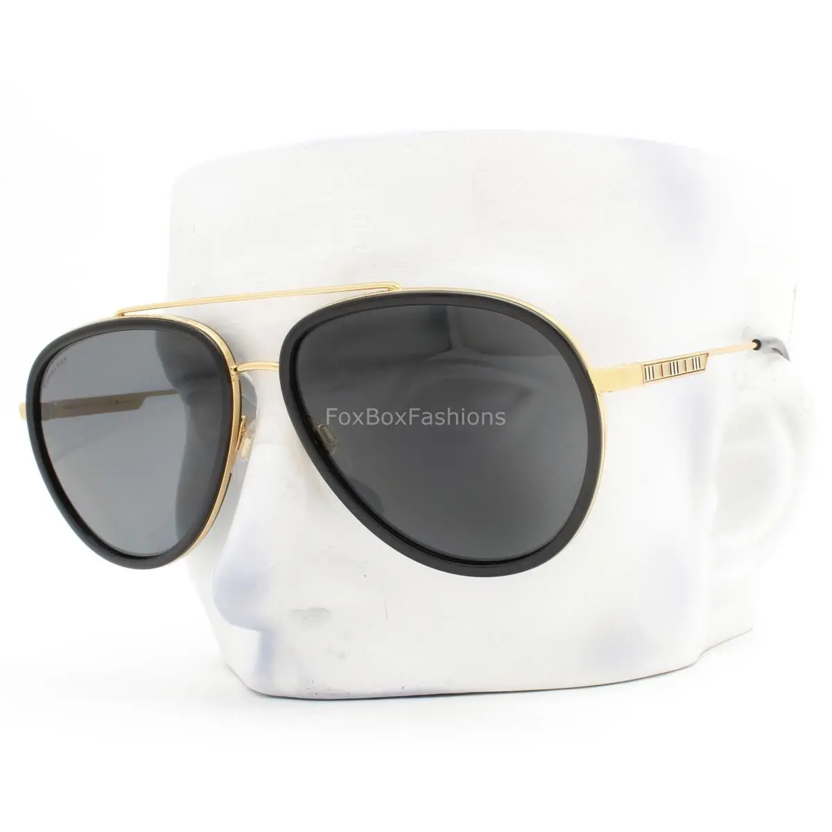 Burberry Oliver Sunglasses Shiny Black on Gold Polarized B3125 1017/81 with Case