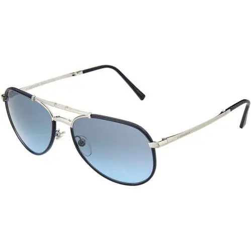 Burberry BE3091J 1166S2 Folding Aviator Sunglasses 58mm Silver Blue / Blue Lens