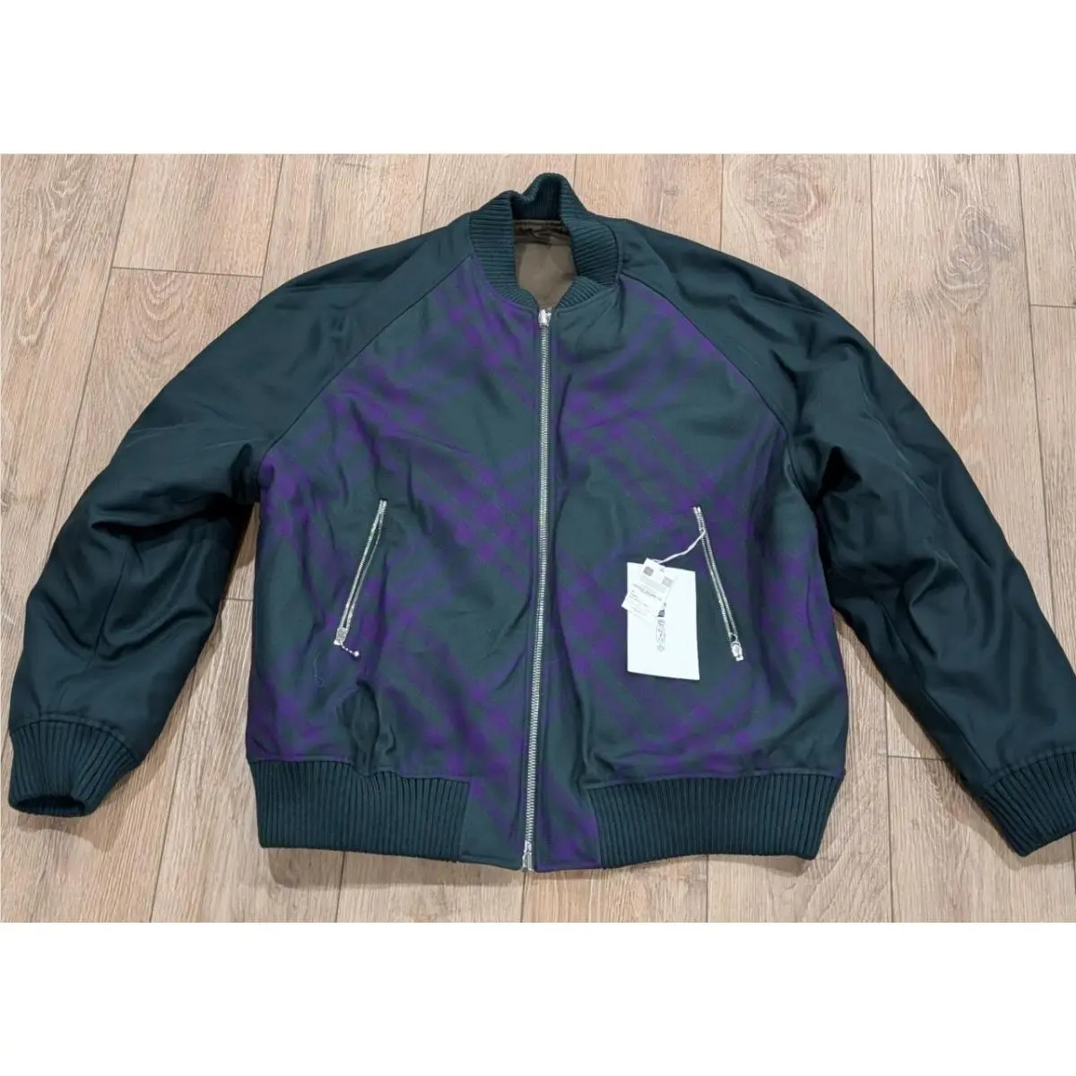 Mens Burberry Reversible Bomber Jacket Deep Royal IP Check 2XL