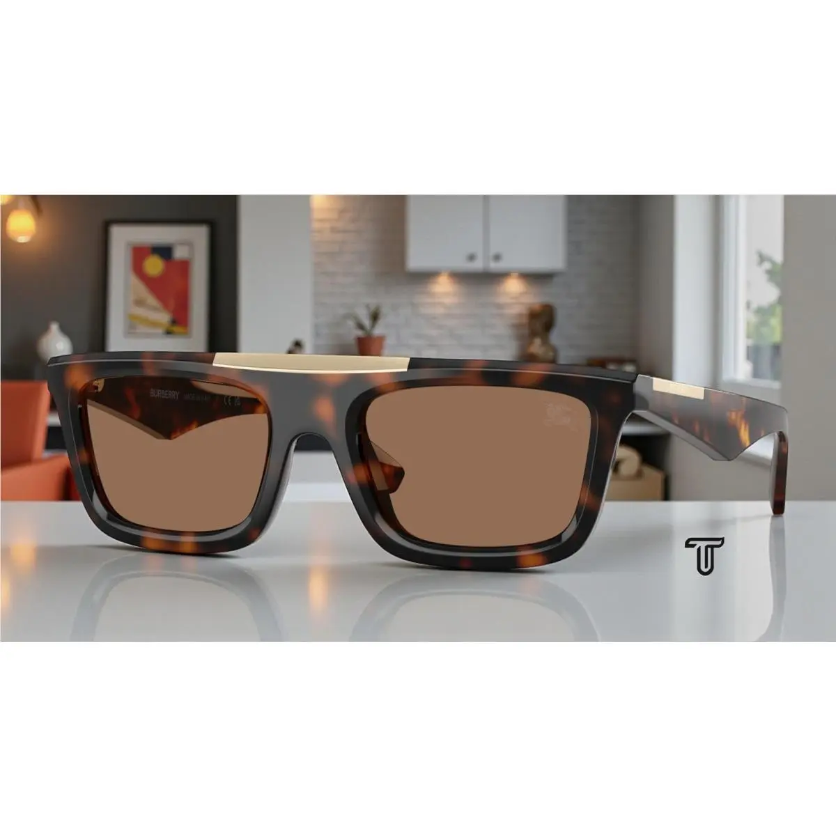 Burberry BE4451U 300273 Dark Havana Dark Brown 54 mm Men`s Sunglasses