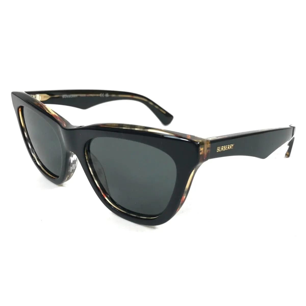 Burberry Sunglasses Frames B4435 4121/87 Polished Black Nova Check w Gray Lenses