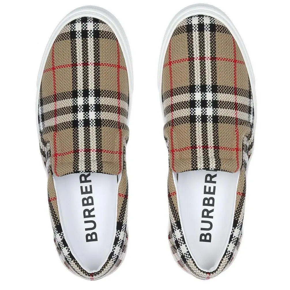 Burberry Thompson Ladies Beige Check Loafers Low Top Casual Shoes 38.5/8.5