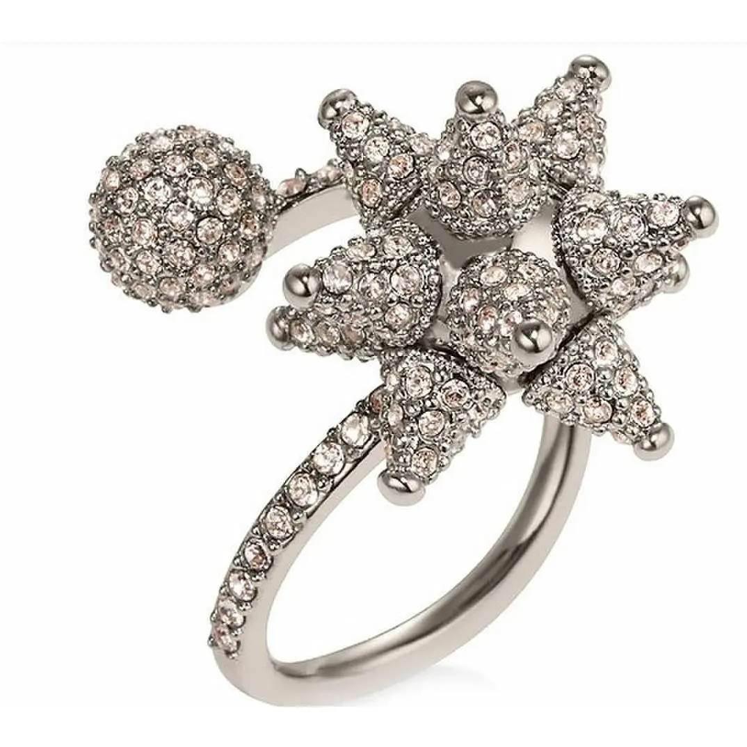 Atelier Swarovski Kalix Spiral Ring Palladium Plated Pink Size 55 58