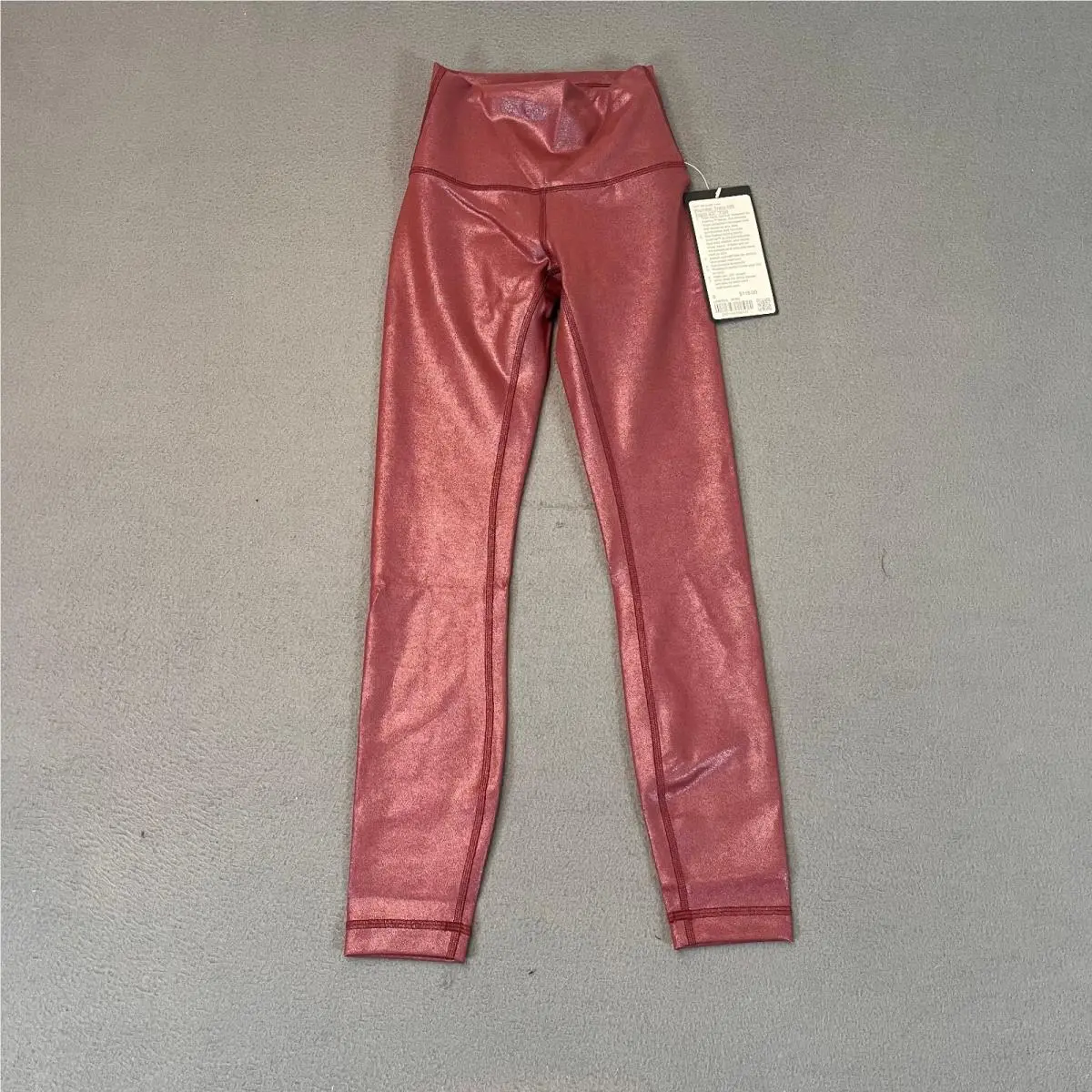 Lululemon Womens Wunder Train High Rise Tight 25 Radiate Foil Red Merlot Sz 0