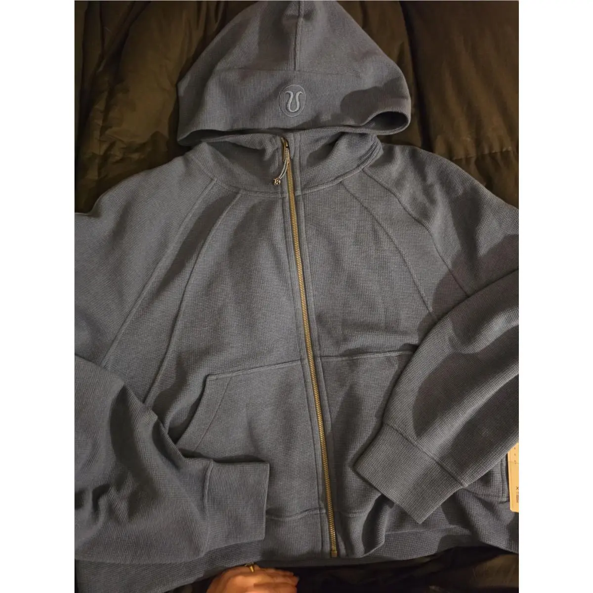 Lululemon Scuba Oversized Full Zip Hoodie Waffle Blue Xl/xxl Rare