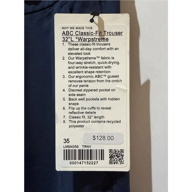 Lululemon clothing - ABS Classic-Fit Trouser - ABS Trouser - LM5A05AS TRNV - Navy 2