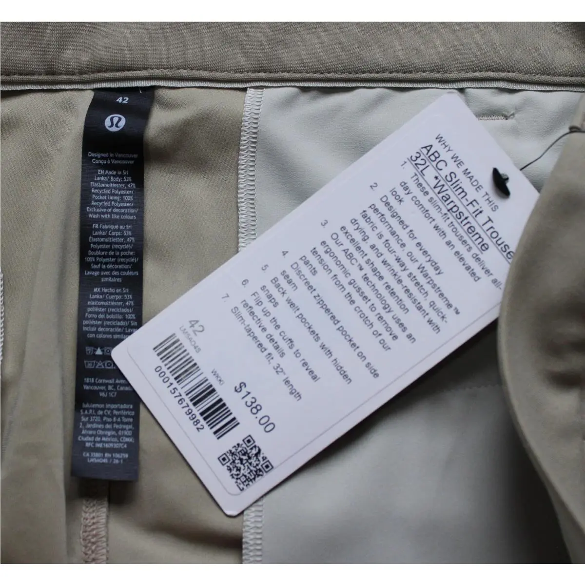 Lululemon clothing - ABC Slim-Fit Warpstreme Trouser - ABC Warpstreme Trouser - LM5AO4S - Khaki 1