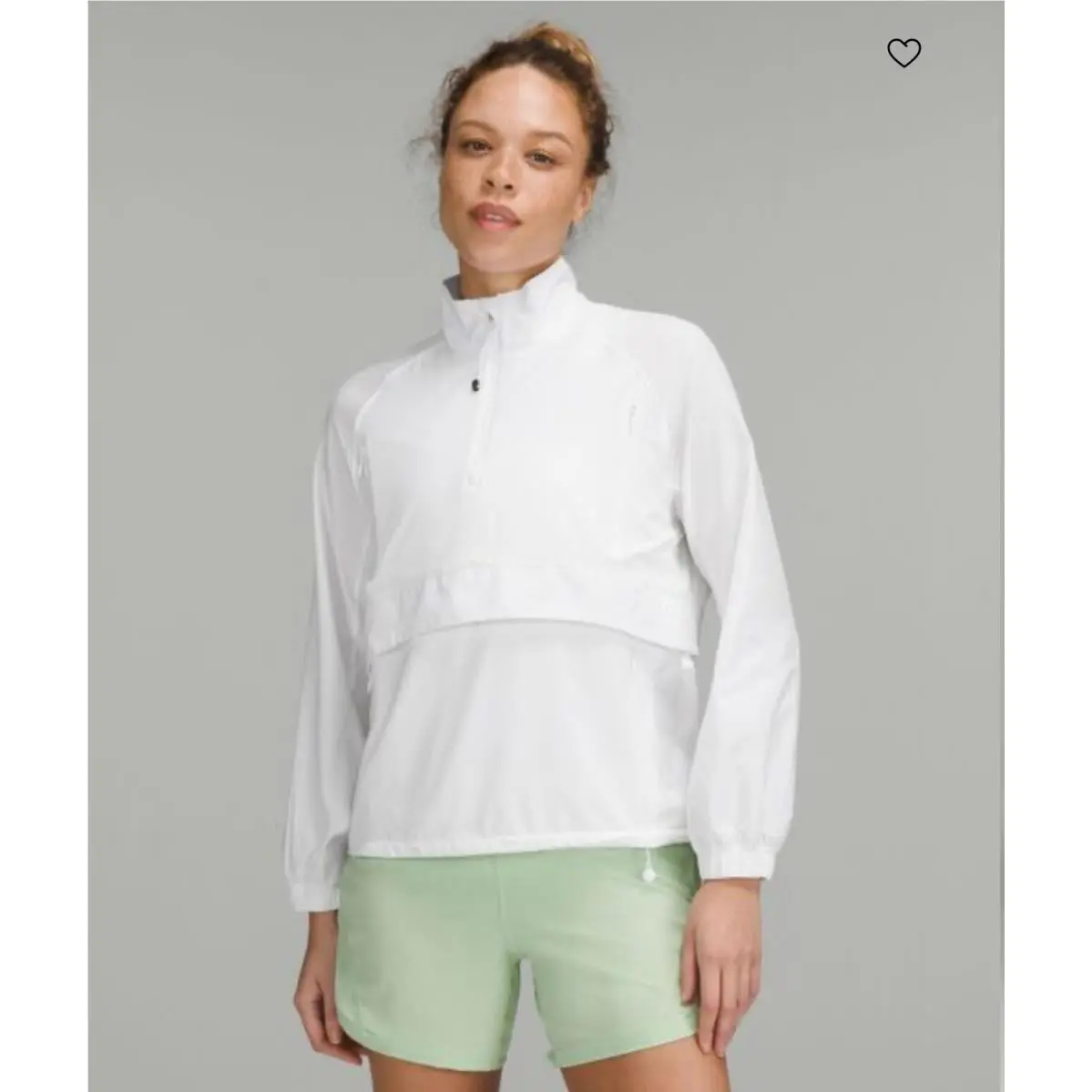 Lululemon Stretch Ripstop Run Jacket Womens M White 1/2 Zip Stretch Vented S38