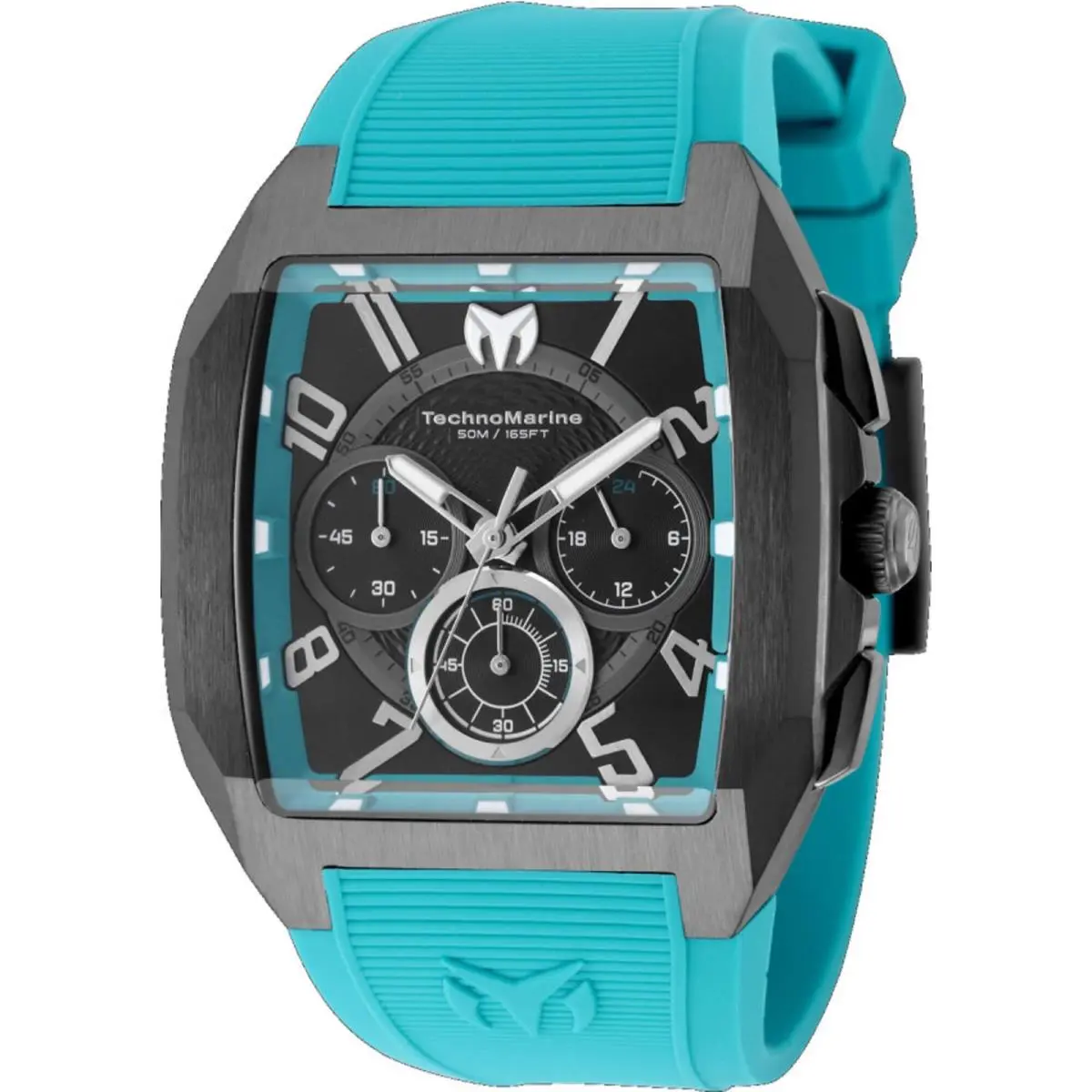 Technomarine Men`s Watch Aqua Quadrant Chronograph Black Dial Strap TM-225110