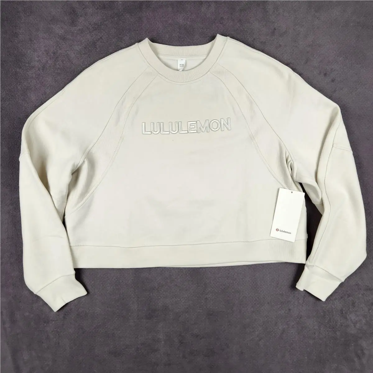 Lululemon Scuba Oversized Pullover Womens Xl/xxl Bone Wordmark Logo LW3HSXS