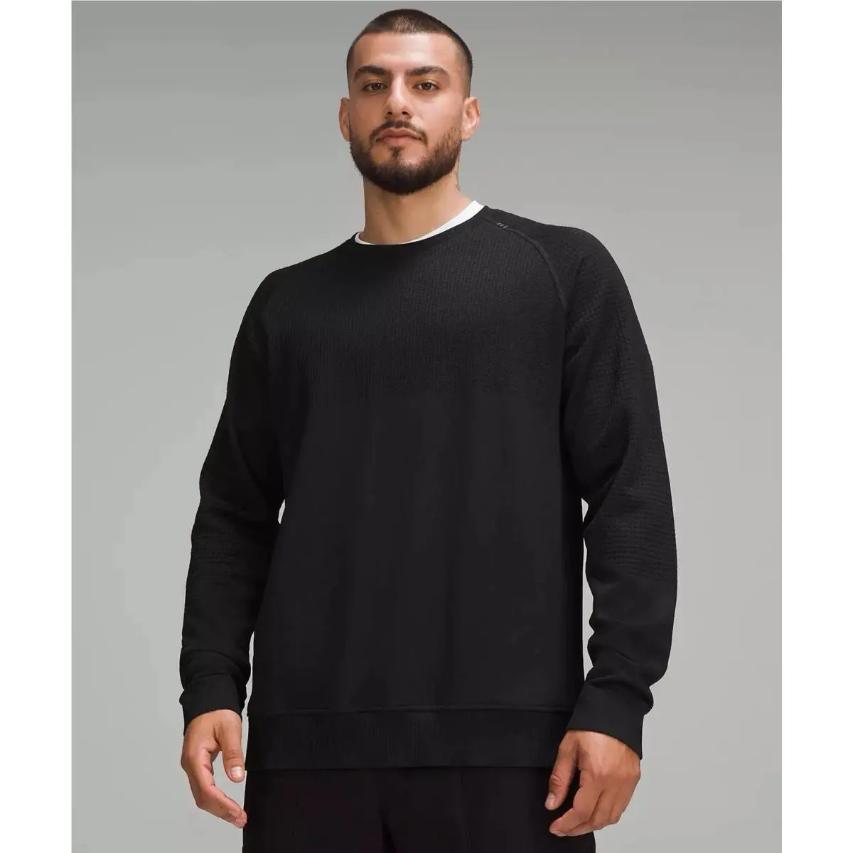 Lululemon S Shirt Top Engineered Warmth L/s Waffle Crew Black Mens