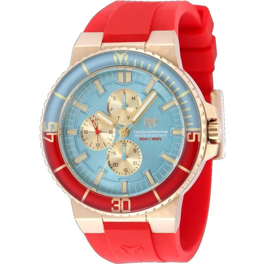 Technomarine La Pelagia Men`s 43mm Blue Red Day Date Quartz Watch TM-225097 by TechnoMarine