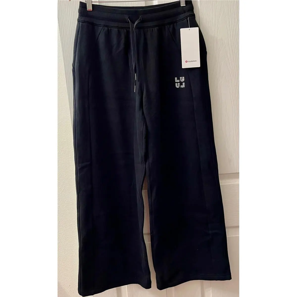 Lululemon Scuba Mid-rise Wide-leg Pant Jewelled Women M Black LW5IHAS Blk