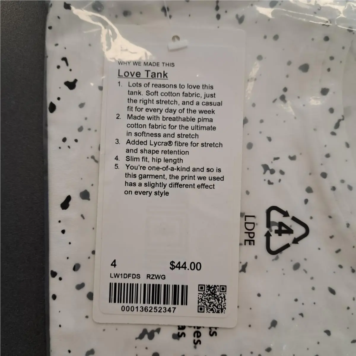 Lululemon clothing - RZWG - RZWG - RZWG - Revitalize Splatter White Graphite Grey 0