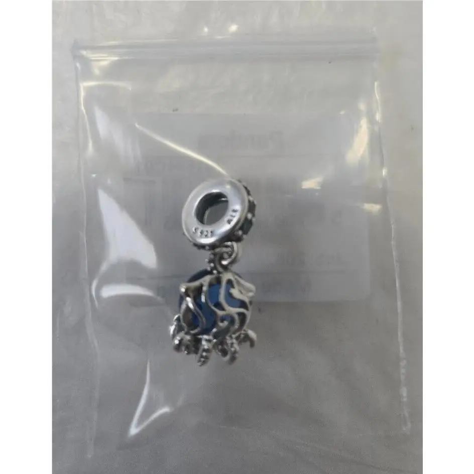 Pandora 791694C01 Murano Glass Cute Blue Octopus Sterling Silver Dangle Charm