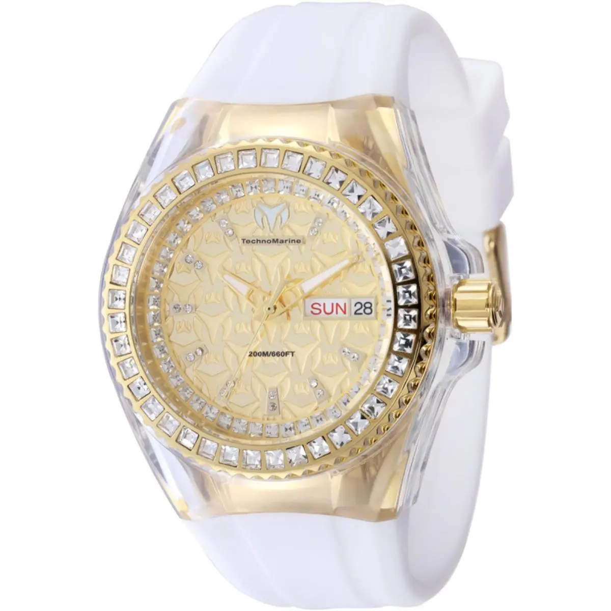 Technomarine Women`s Watch Cruise Monogram Gold Dial Silicone Strap TM-125040