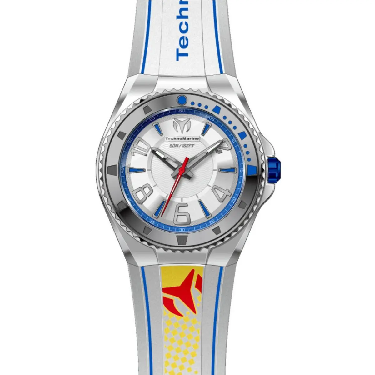 Technomarine Men`s Watch Racing Legends Silver Dial Silicone Strap TM-525013
