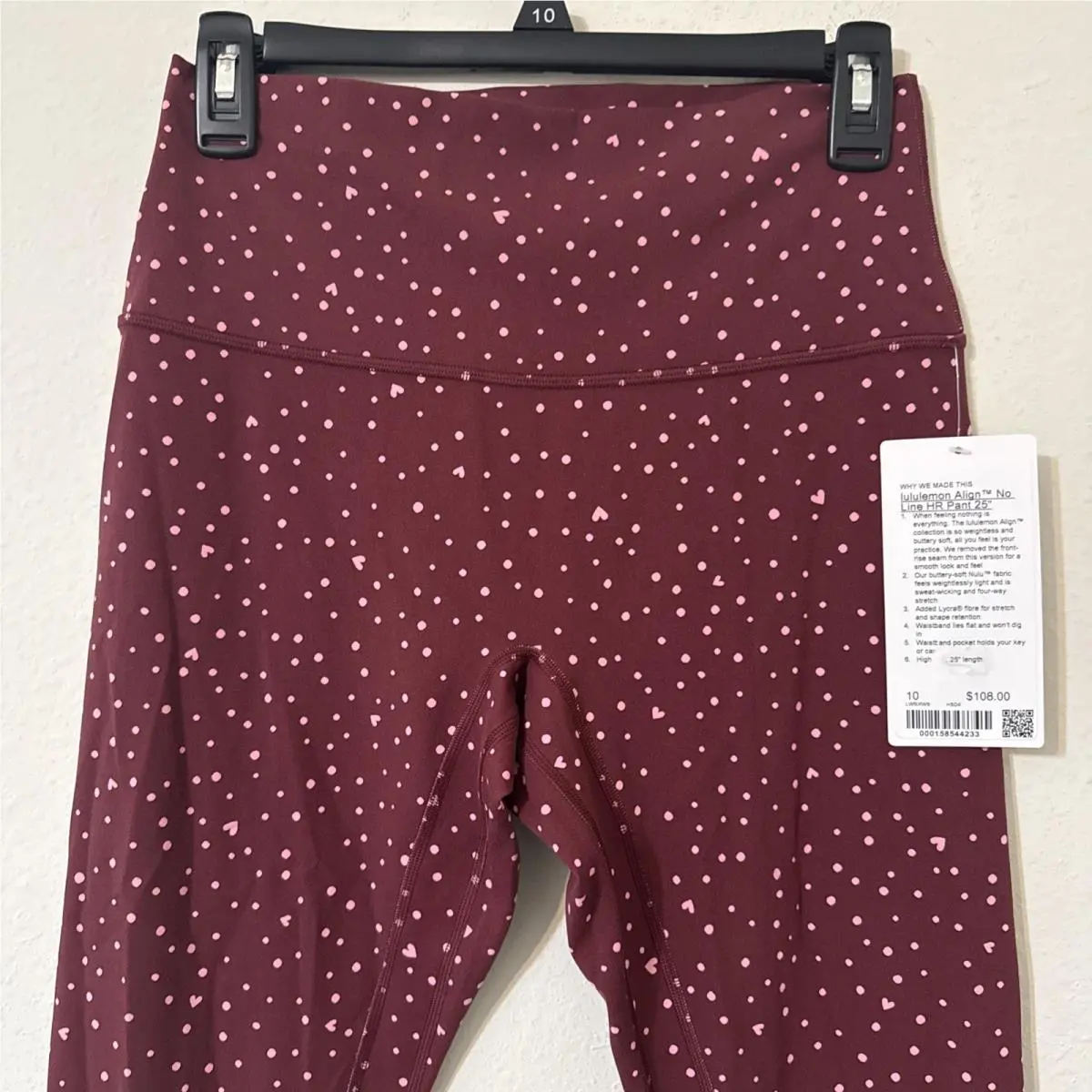 Lululemon clothing - Heart Scatter Dot Burgundy 0
