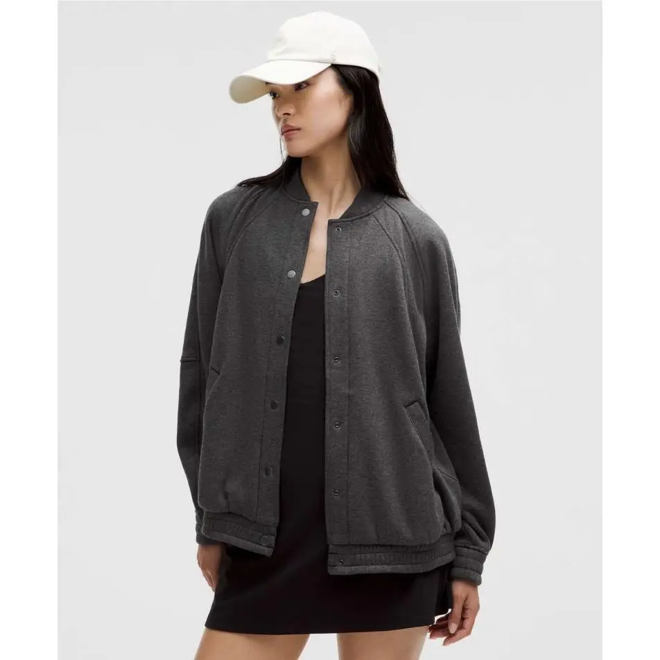 Lululemon Scuba Oversized Varsity Jacket Plush Gray Bomber Jacket Xs/s