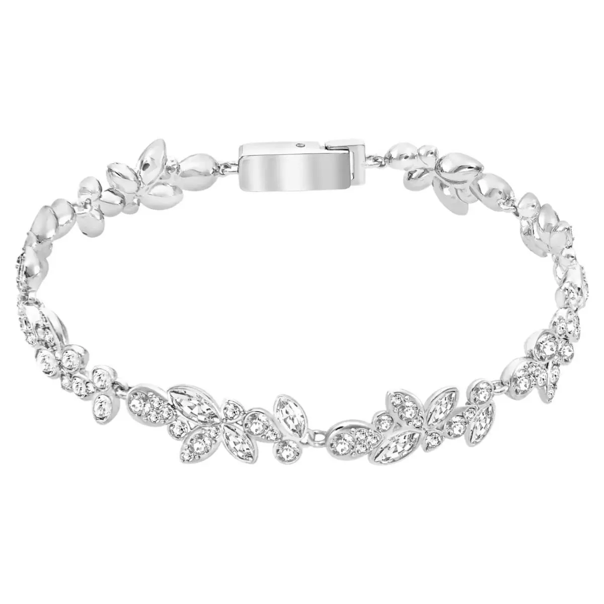 Swarovski Diapason Bracelet Mixed Cut Silver Tone Rhodium Plated Clear Crystals