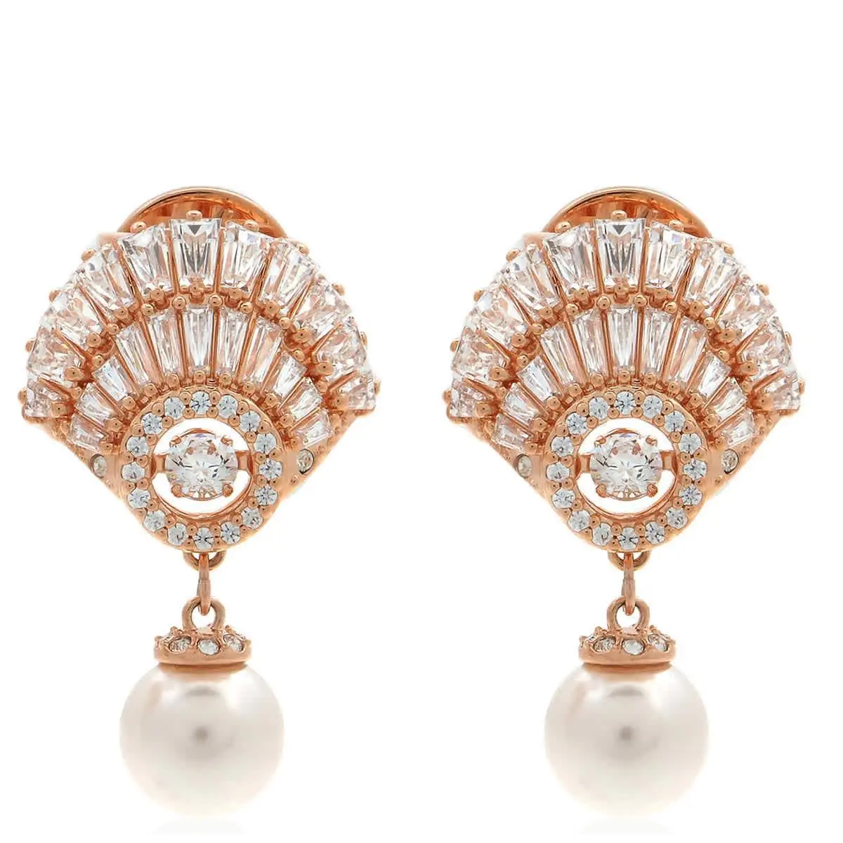 Swarovski Idyllia E Pierced Earrings Drop Pearl Sd Rose Gold Shiny White