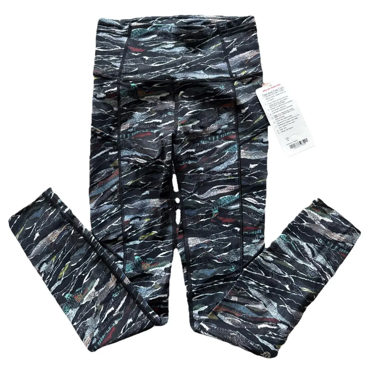 Lululemon Fast Free 7/8 Tight Nulux Size 4 Mini Sweatr Multi Black Mbms 16038