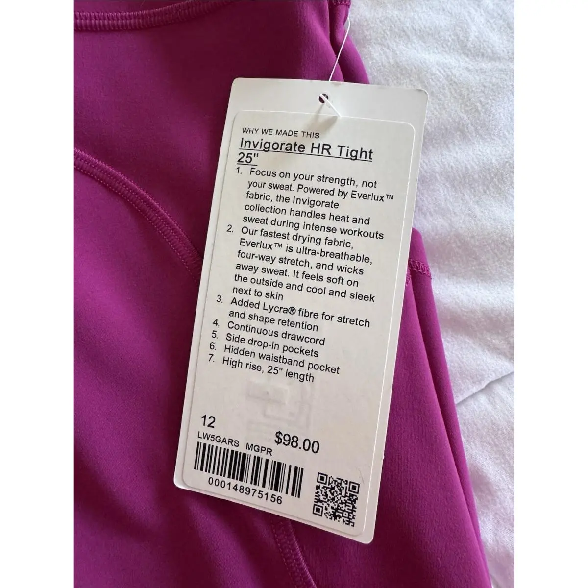 Lululemon clothing - Magenta 1