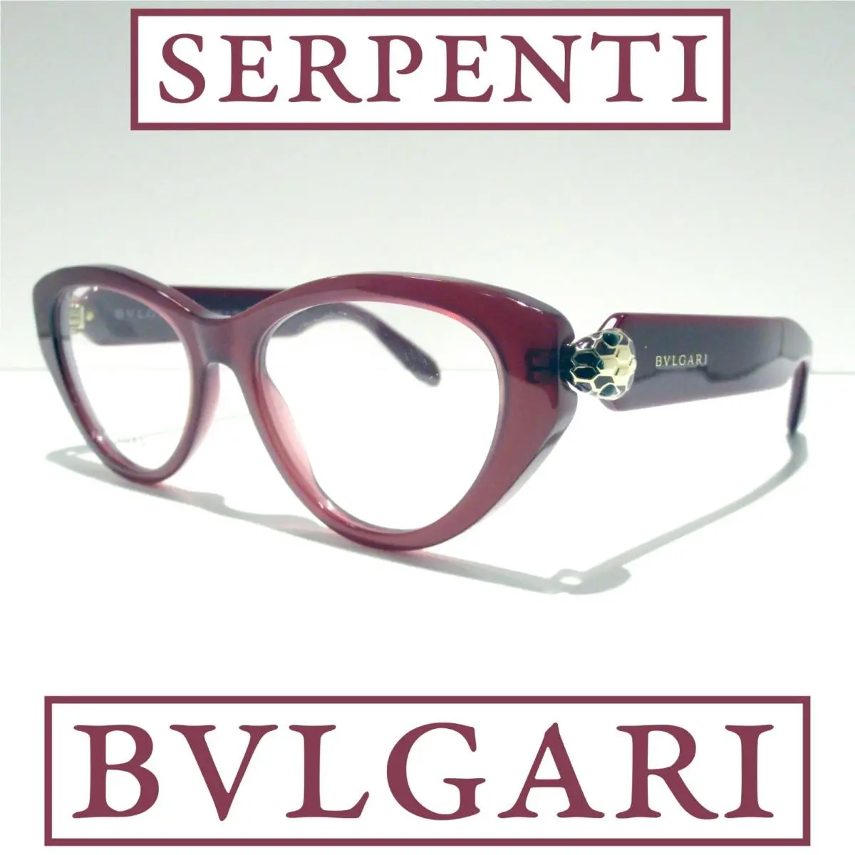 Bvlgari Serpenti BV50029I 069 Eyeglasses Women`s Burgundy Cat Eye Frame 140mm