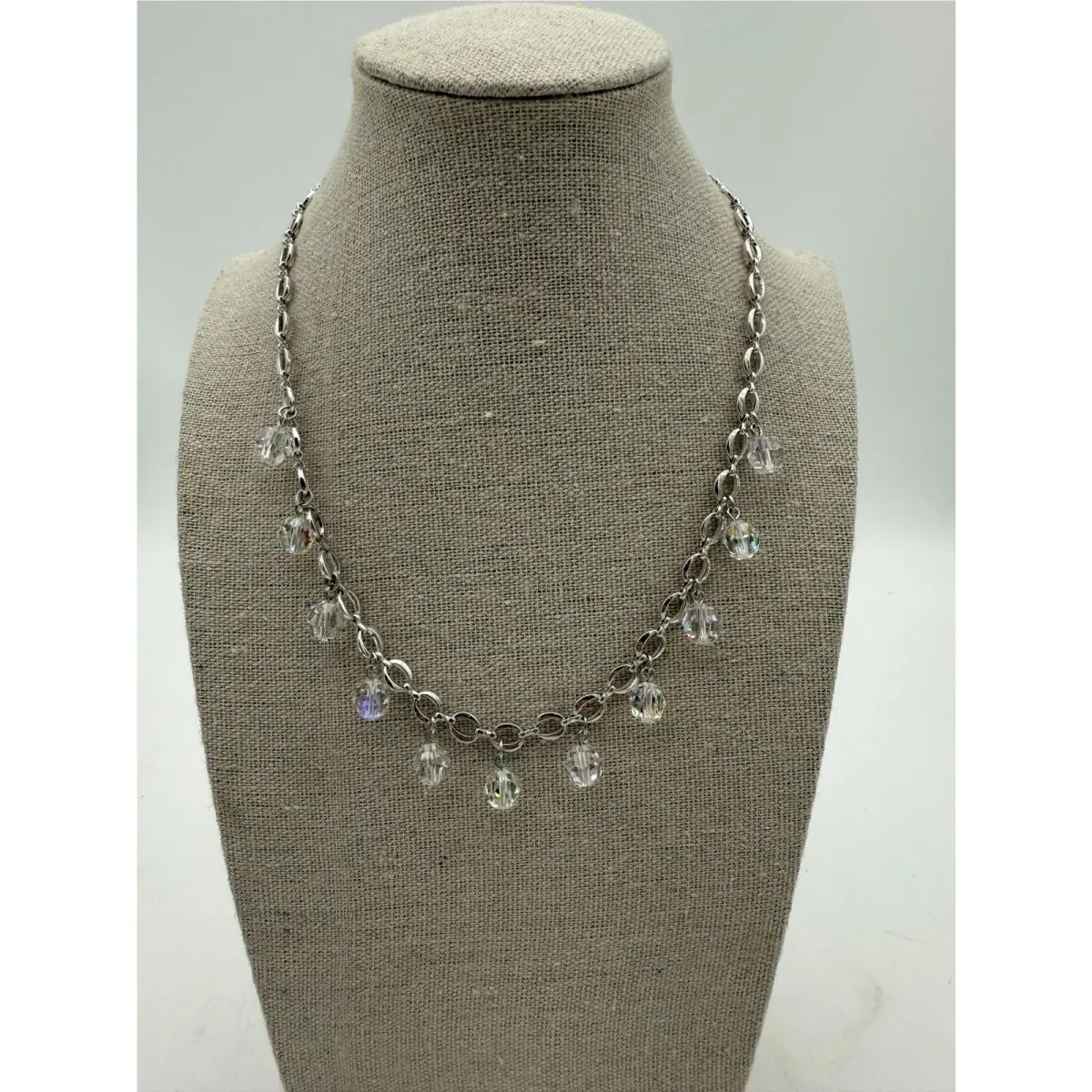 Swarovski Crystal Drop Necklace Silver-tone Chain Women’s Jewelry with Pouch