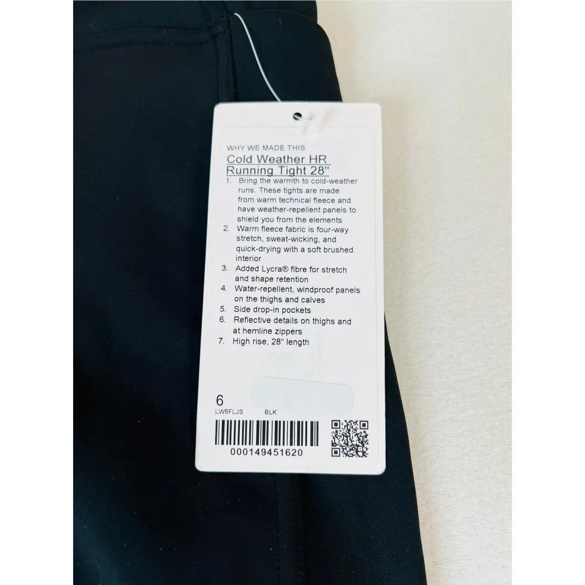 Lululemon clothing - Cold Weather HR Running Tight 28