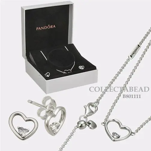 Pandora Silver Shape of My Heart CZ Jewelry Gift Set B801111