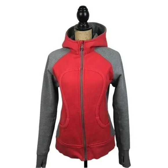Lululemon Scuba Heavy Hooded Zip Sweatshirt Orange Gray