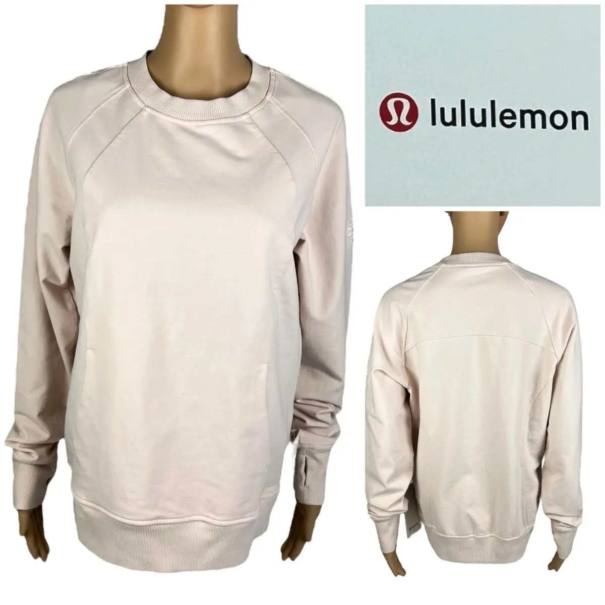 Lululemon Womens 8 Sweatshirt Light Chrome Scuba Crew Embroidered Logo